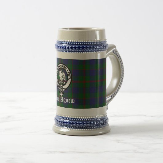 Scottish Clan Agnew Crest & Tartan Custom Bierpul (Voorkant rechts)
