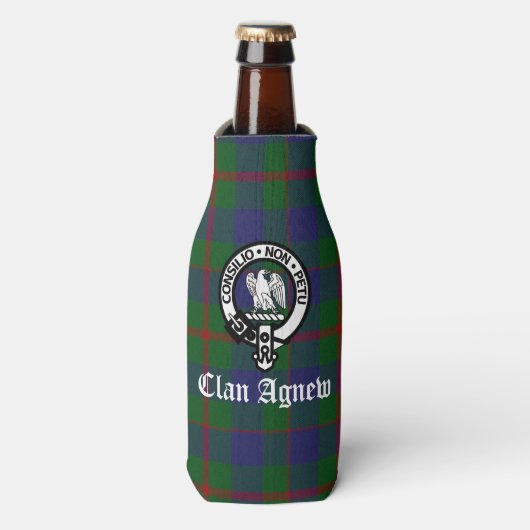 Scottish Clan Agnew Crest & Tartan Flesjeskoeler (Fles Voorkant)