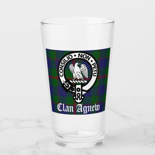Scottish Clan Agnew Crest & Tartan Glas (Voorkant)