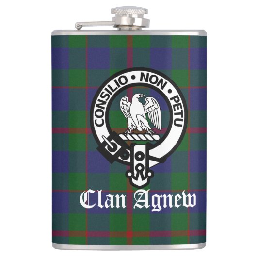 Scottish Clan Agnew Crest & Tartan Heupfles (Voorkant)
