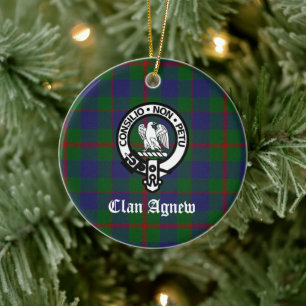Scottish Clan Agnew Crest & Tartan Keramisch Ornament