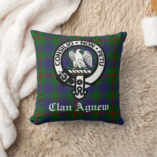 Scottish Clan Agnew Crest & Tartan Kussen