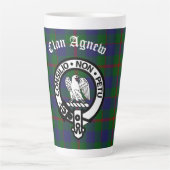 Scottish Clan Agnew Crest & Tartan Latte Mok (Voorkant)