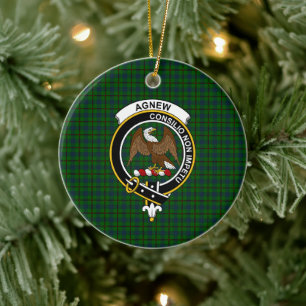 Scottish Clan Agnew Hunting Tartan and Crest Keramisch Ornament