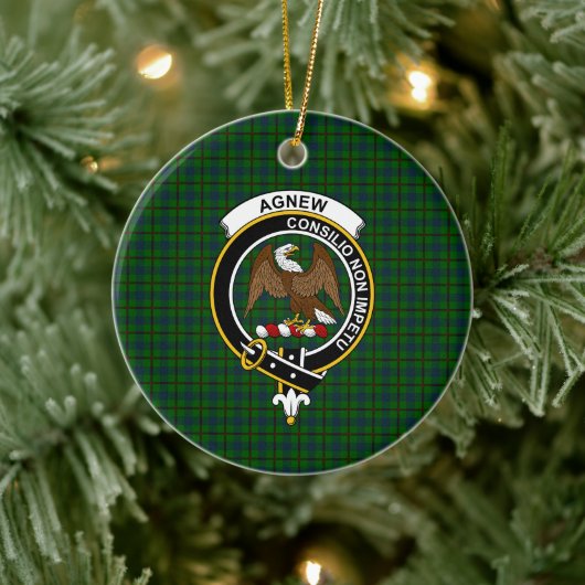 Scottish Clan Agnew Hunting Tartan and Crest Keramisch Ornament (Boom)