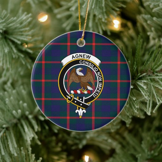 Scottish Clan Agnew Tartan en Crest Keramisch Ornament (Boom)