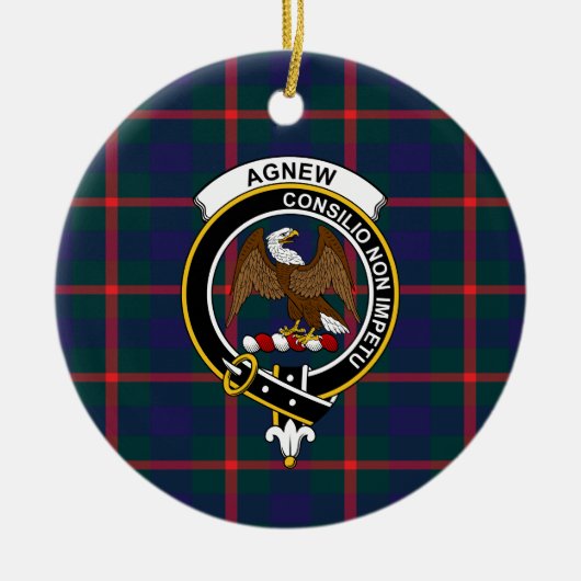 Scottish Clan Agnew Tartan en Crest Keramisch Ornament (Voorkant)