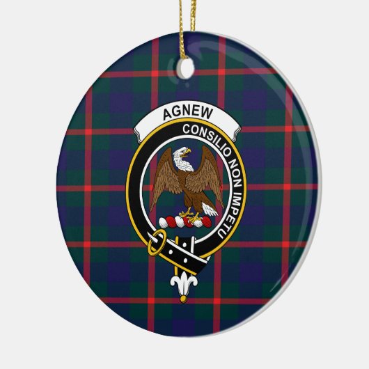 Scottish Clan Agnew Tartan en Crest Keramisch Ornament (Links)