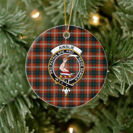 Scottish Clan Ainslie Tartan en Crest Keramisch Ornament (Boom)