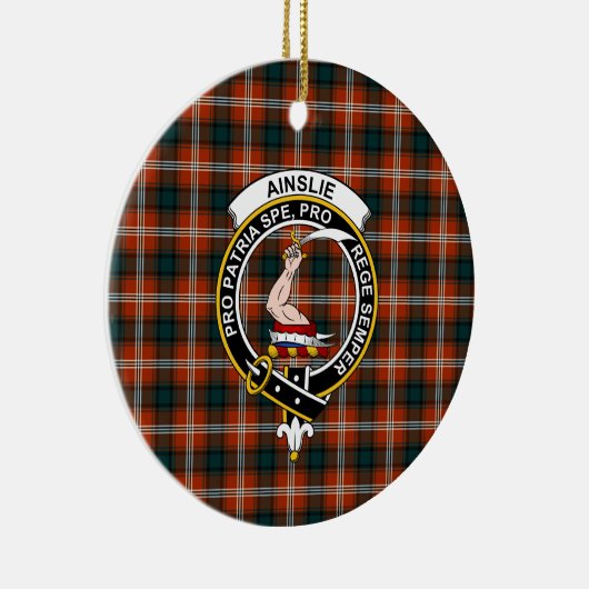 Scottish Clan Ainslie Tartan en Crest Keramisch Ornament (Rechts)
