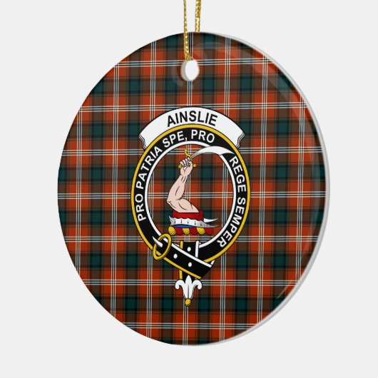 Scottish Clan Ainslie Tartan en Crest Keramisch Ornament (Links)