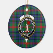 Scottish Clan Aiton Ancient Tartan and Crest Keramisch Ornament (Links)