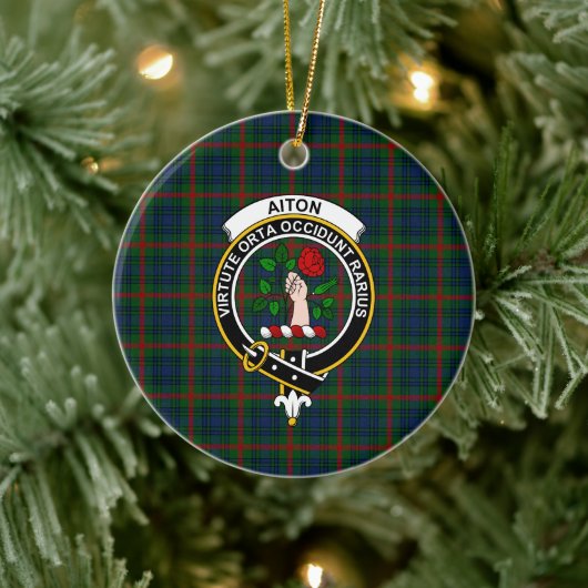 Scottish Clan Aiton Tartan en Crest Keramisch Ornament (Boom)