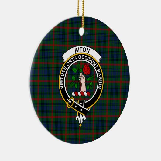 Scottish Clan Aiton Tartan en Crest Keramisch Ornament (Rechts)