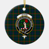 Scottish Clan Aiton Tartan en Crest Keramisch Ornament (Voorkant)