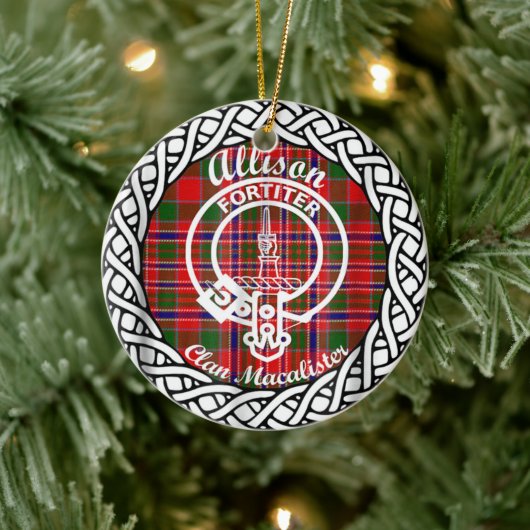 Scottish Clan Allison Tartan en Crest Keramisch Ornament (Boom)