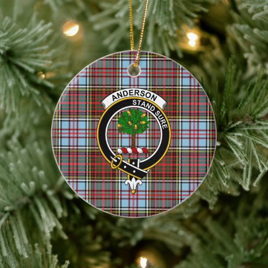 Scottish Clan Anderson Ancient Tartan en Crest Keramisch Ornament (Boom)