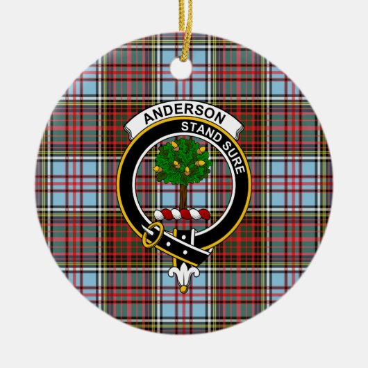 Scottish Clan Anderson Ancient Tartan en Crest Keramisch Ornament (Voorkant)