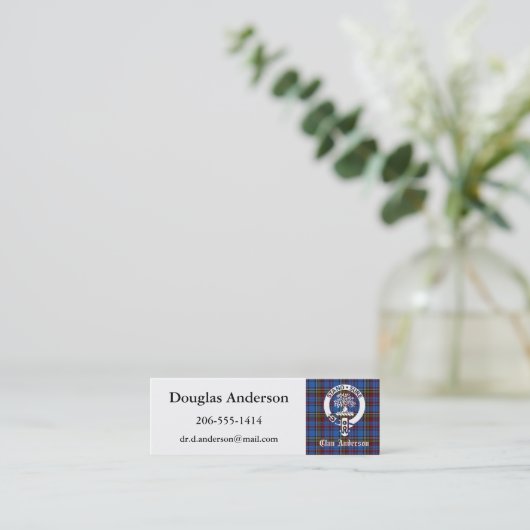 Scottish Clan Anderson Crest & Tartan Mini Visitekaartje (Staand voorkant)