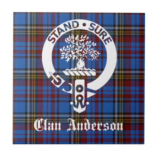 Scottish Clan Anderson Crest & Tartan Tegeltje (Voorkant)