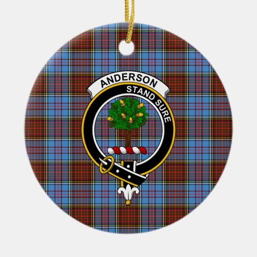 Scottish Clan Anderson Modern Tartan en Crest Keramisch Ornament (Voorkant)