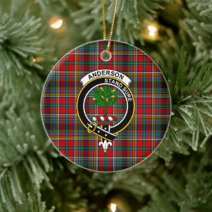 Scottish Clan Anderson of Arrem Tartan and Crest Keramisch Ornament