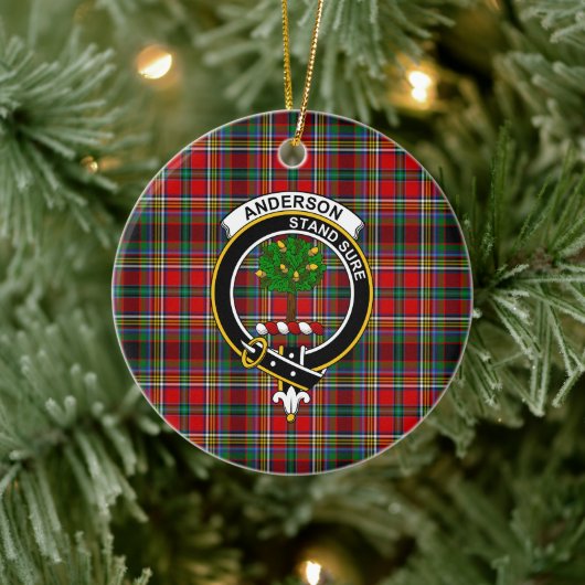 Scottish Clan Anderson of Arrem Tartan and Crest Keramisch Ornament (Boom)