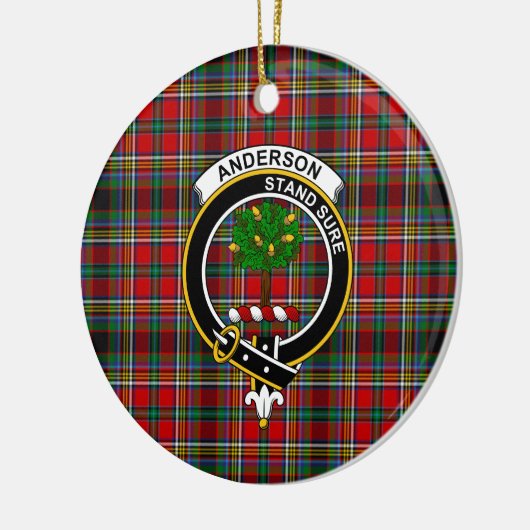Scottish Clan Anderson of Arrem Tartan and Crest Keramisch Ornament (Links)