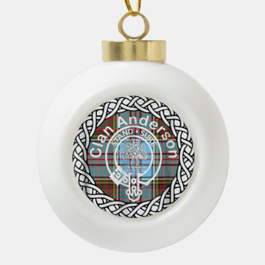 Scottish Clan Anderson Tartan en Crest Keramische Bal Ornament (Voorkant)