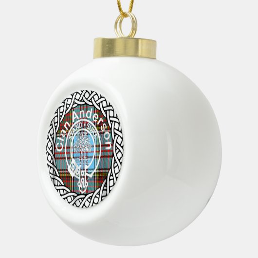 Scottish Clan Anderson Tartan en Crest Keramische Bal Ornament (Rechts)
