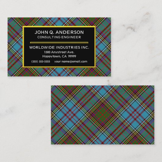 Scottish Clan Anderson Tartan Pset Visitekaartje (Voorkant / Achterkant)