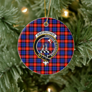 Scottish Clan Anstruther Tartan en Crest Keramisch Ornament