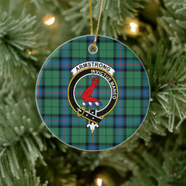 Scottish Clan Armstrong Ancient Tartan en Crest Keramisch Ornament