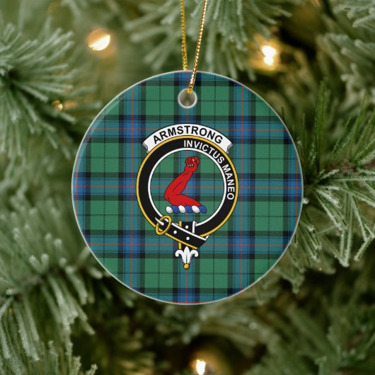 Scottish Clan Armstrong Ancient Tartan en Crest Keramisch Ornament (Boom)