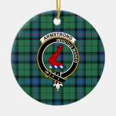 Scottish Clan Armstrong Ancient Tartan en Crest Keramisch Ornament (Voorkant)