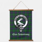 Scottish Clan Armstrong Crest Badge en Tartan Hangend Wandkleed (Voorkant)