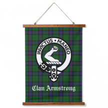 Scottish Clan Armstrong Crest Badge en Tartan