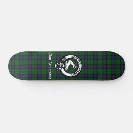 Scottish Clan Armstrong Crest Badge en Tartan Persoonlijk Skateboard (Horizontaal)