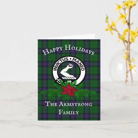 Scottish Clan Armstrong Custom Kerstmis Kaart (Gele Bloem)