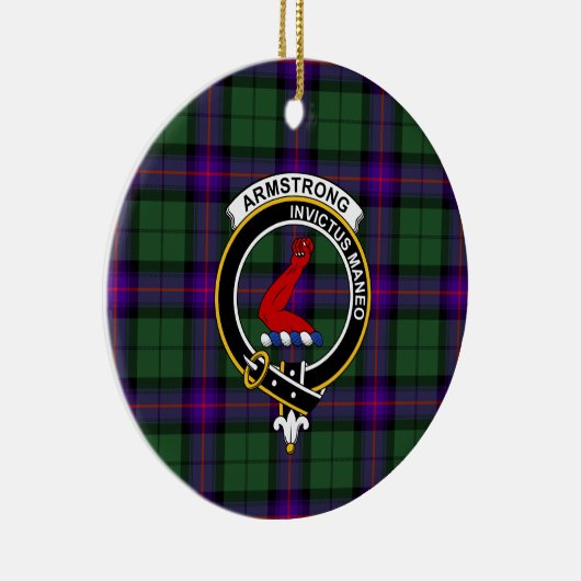 Scottish Clan Armstrong Modern Tartan en Crest Keramisch Ornament (Rechts)