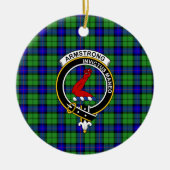 Scottish Clan Armstrong Tartan en Crest Keramisch Ornament (Voorkant)