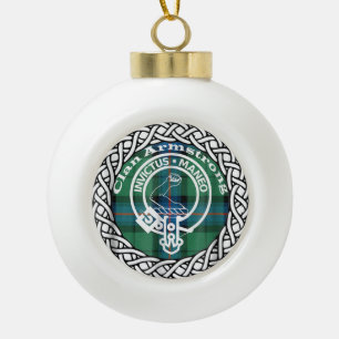 Scottish Clan Armstrong Tartan en Crest Keramische Bal Ornament