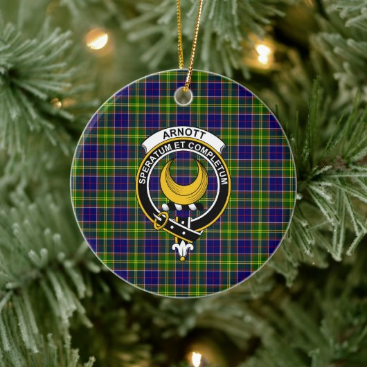 Scottish Clan Arnott Tartan en Crest Keramisch Ornament (Boom)
