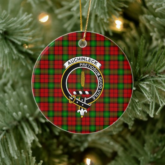 Scottish Clan Auchinleck Tartan en Crest Keramisch Ornament (Boom)