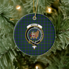 Scottish Clan Baillie Hunting Tartan and Crest Keramisch Ornament