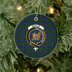 Scottish Clan Baillie Hunting Tartan and Crest Keramisch Ornament