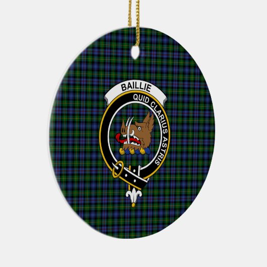 Scottish Clan Baillie Hunting Tartan and Crest Keramisch Ornament (Rechts)
