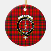 Scottish Clan Bain Tartan en Crest Keramisch Ornament (Voorkant)