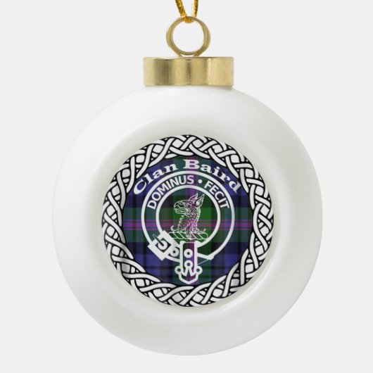 Scottish Clan Baird Tartan en Crest Keramische Bal Ornament (Voorkant)