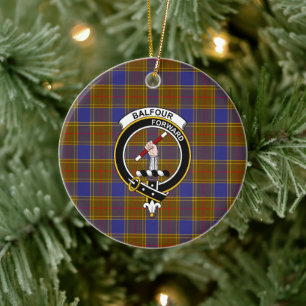 Scottish Clan Balfour Modern Tartan en Crest Keramisch Ornament